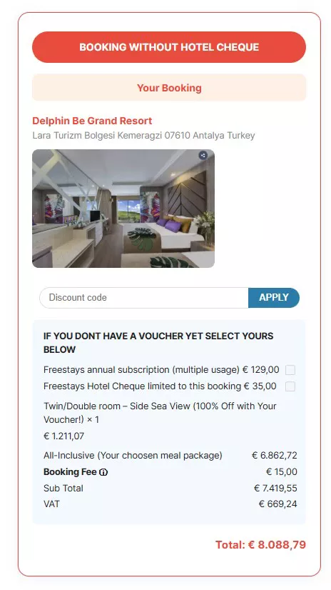 Booking without hotel cheque